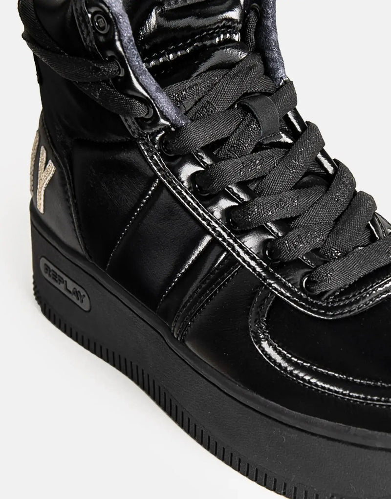 Replay Epic High Stand Out Black Sneakers - Women's Fashion High-Top Comfort