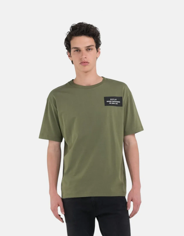 Replay Men's Green Equipment T-Shirt: Relaxed Fit, Pure Cotton, Bold Graphic Print