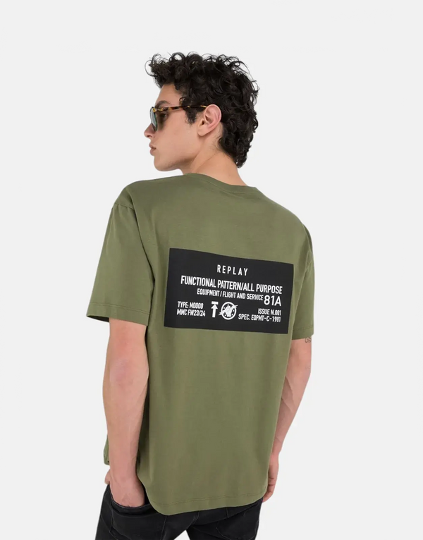 Replay Men's Green Equipment T-Shirt: Relaxed Fit, Pure Cotton, Bold Graphic Print