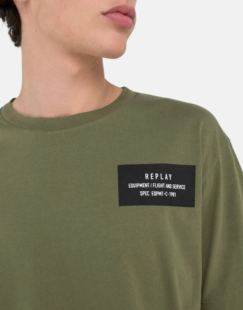 Replay Men's Green Equipment T-Shirt: Relaxed Fit, Pure Cotton, Bold Graphic Print