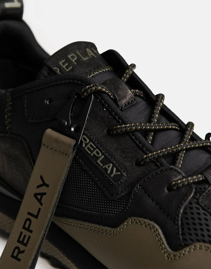 Replay Field 2 Rider Men's Black Military Green Durable Casual Sneakers