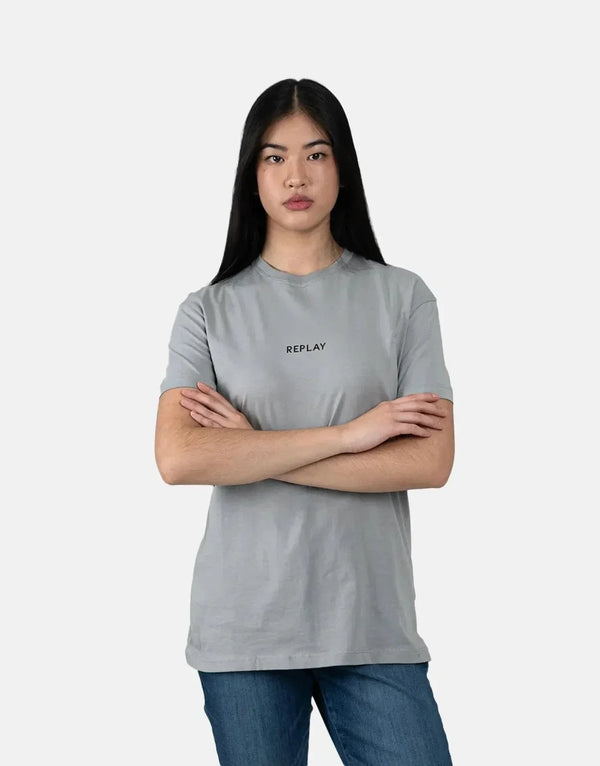 Men's Replay Glitter Logo Grey T-Shirt: Sparkle, Comfort, Style