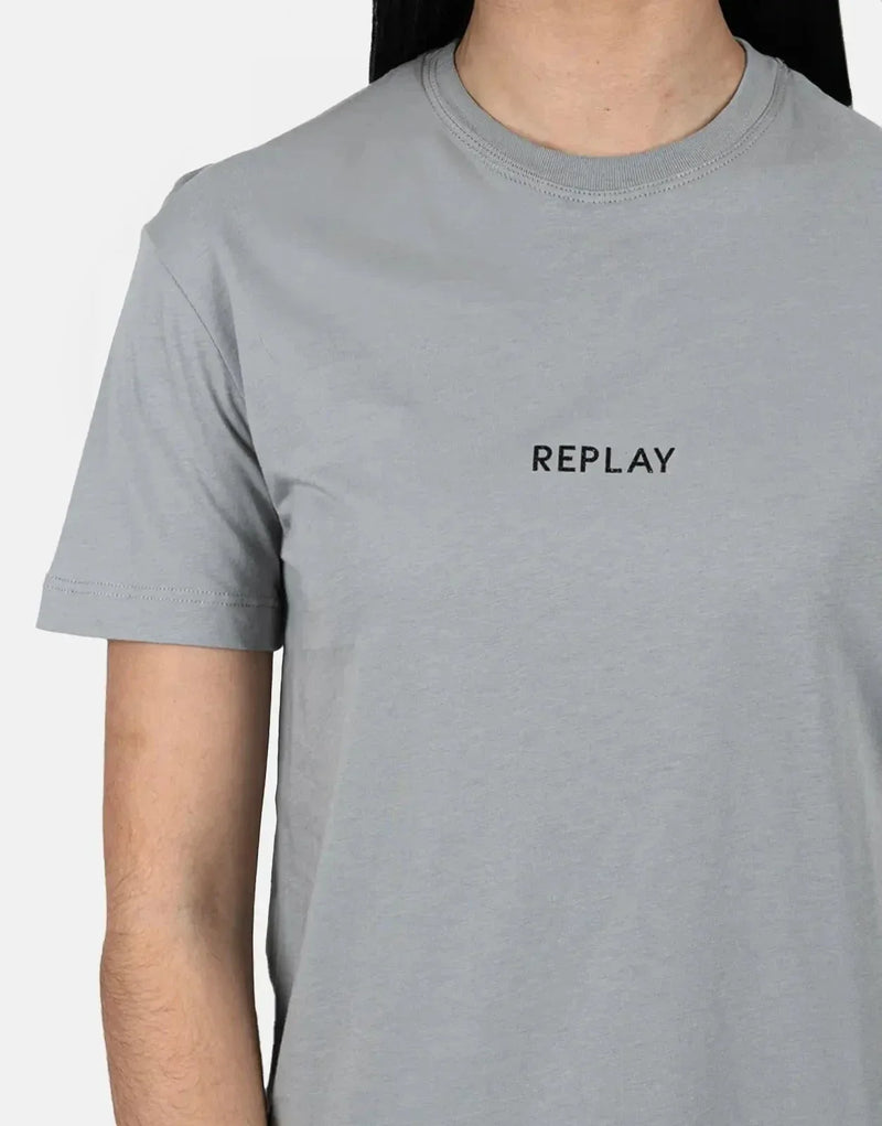 Men's Replay Glitter Logo Grey T-Shirt: Sparkle, Comfort, Style