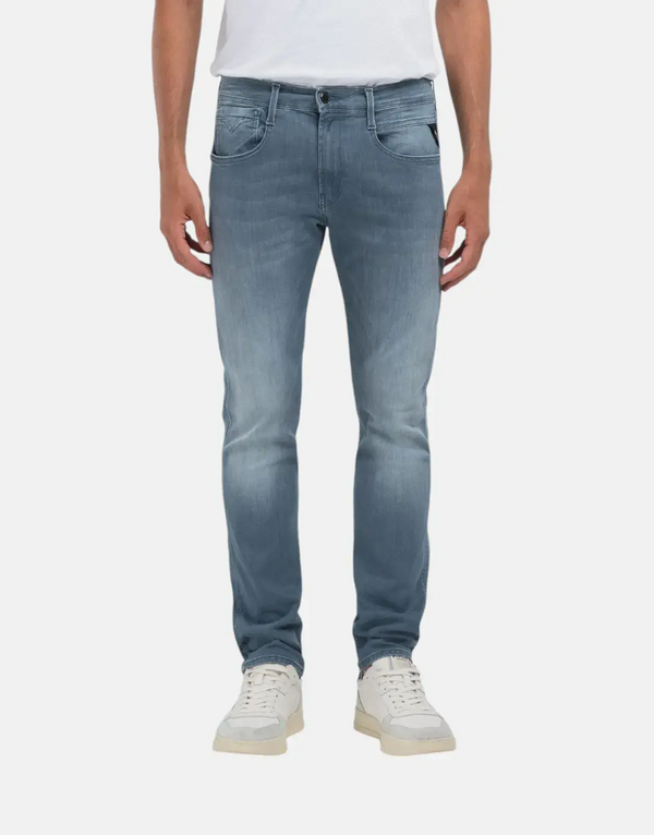 Replay Hyperflex Eco Plus Mens Sustainable Slim Grey Wash Stretch Denim Jeans