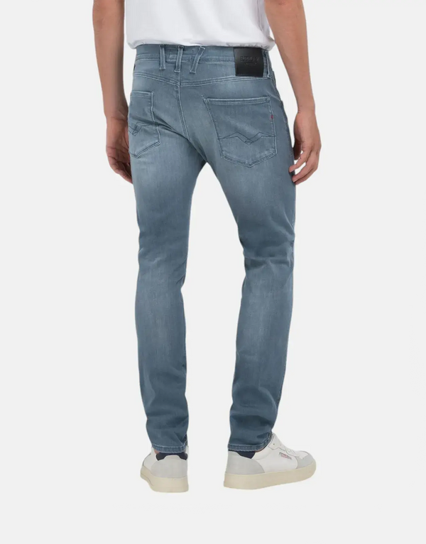 Replay Hyperflex Eco Plus Mens Sustainable Slim Grey Wash Stretch Denim Jeans