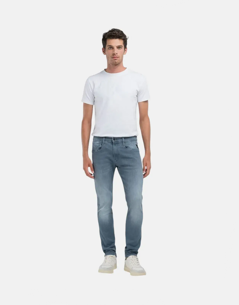 Replay Hyperflex Eco Plus Mens Sustainable Slim Grey Wash Stretch Denim Jeans