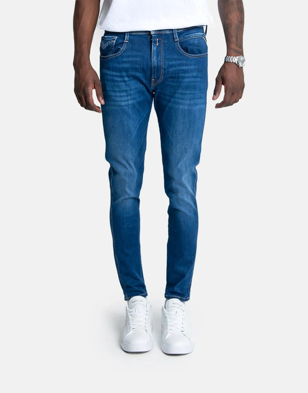 Flexible Durable Eco Men's Mid Blue Jeans - Ultimate Comfort Style