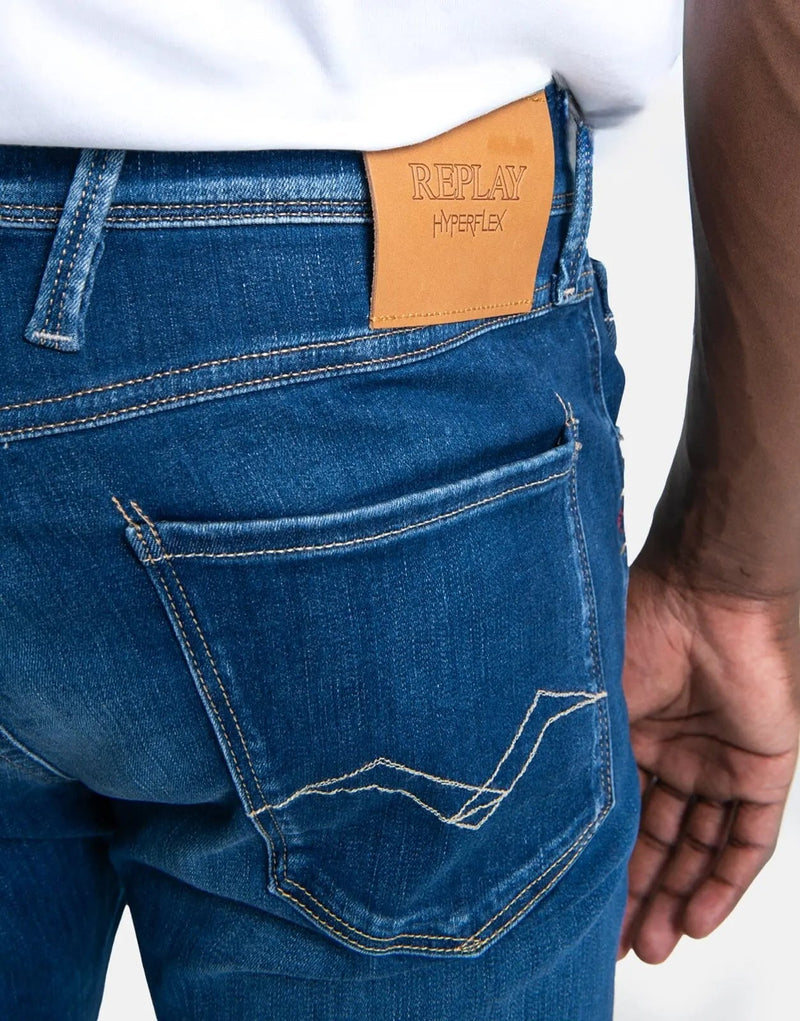Flexible Durable Eco Men's Mid Blue Jeans - Ultimate Comfort Style