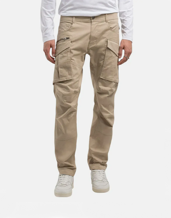 Replay Men's Khaki Stretch Cotton Twill Cargo Pants with Functional Pockets