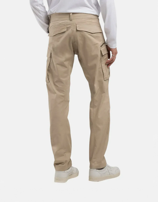 Replay Men's Khaki Stretch Cotton Twill Cargo Pants with Functional Pockets