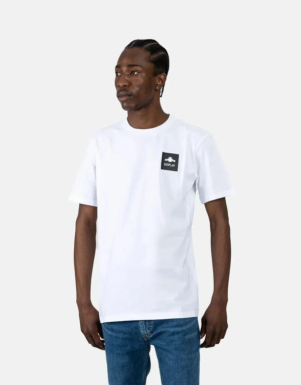 Replay Men's Classic White Logo T-Shirt: Comfortable Cotton Crew Neck
