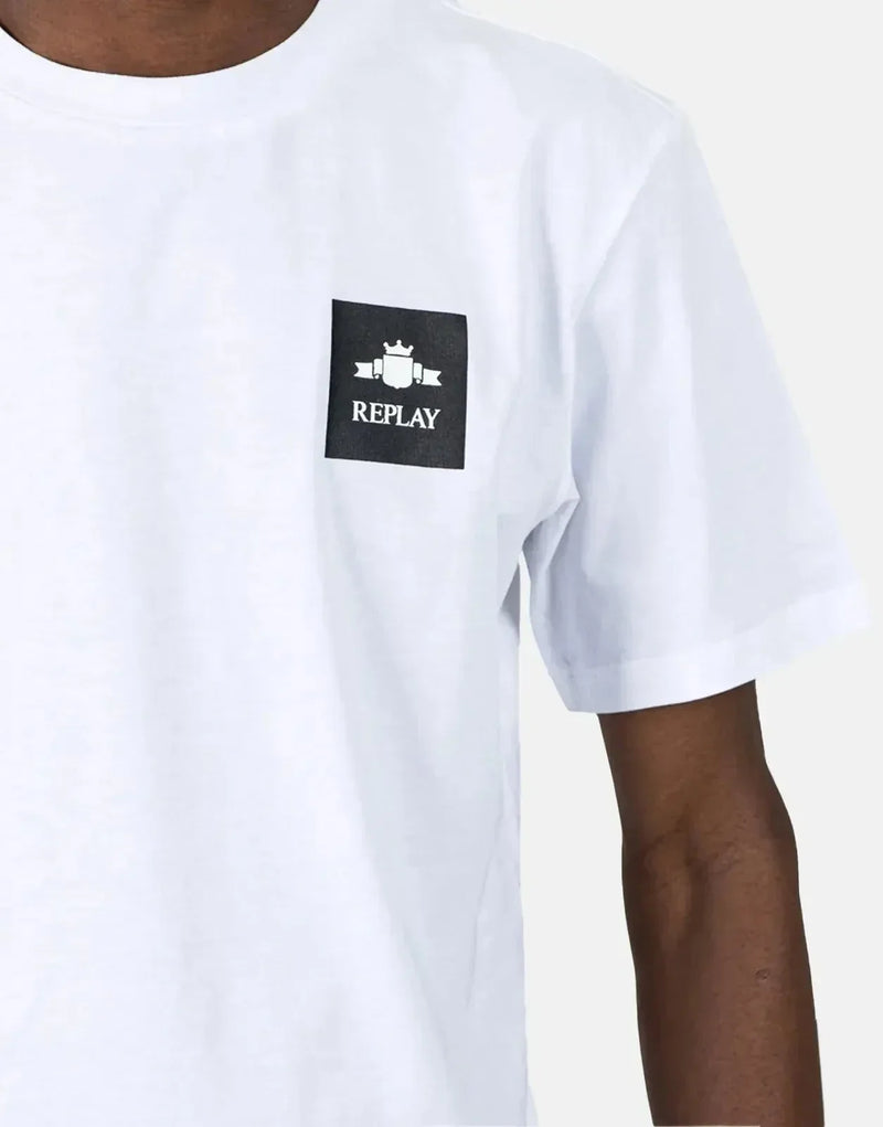 Replay Men's Classic White Logo T-Shirt: Comfortable Cotton Crew Neck