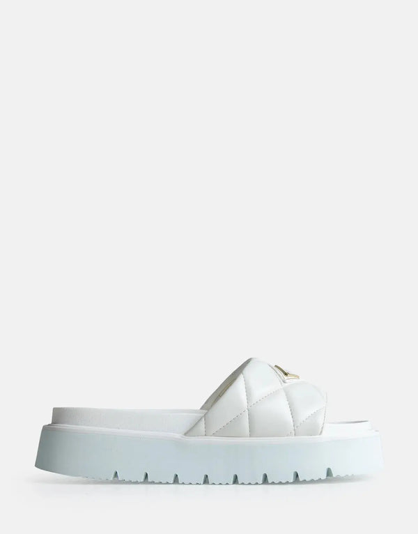 Stylish Replay Muddy Quilt White Slides - Women's Comfort Footwear