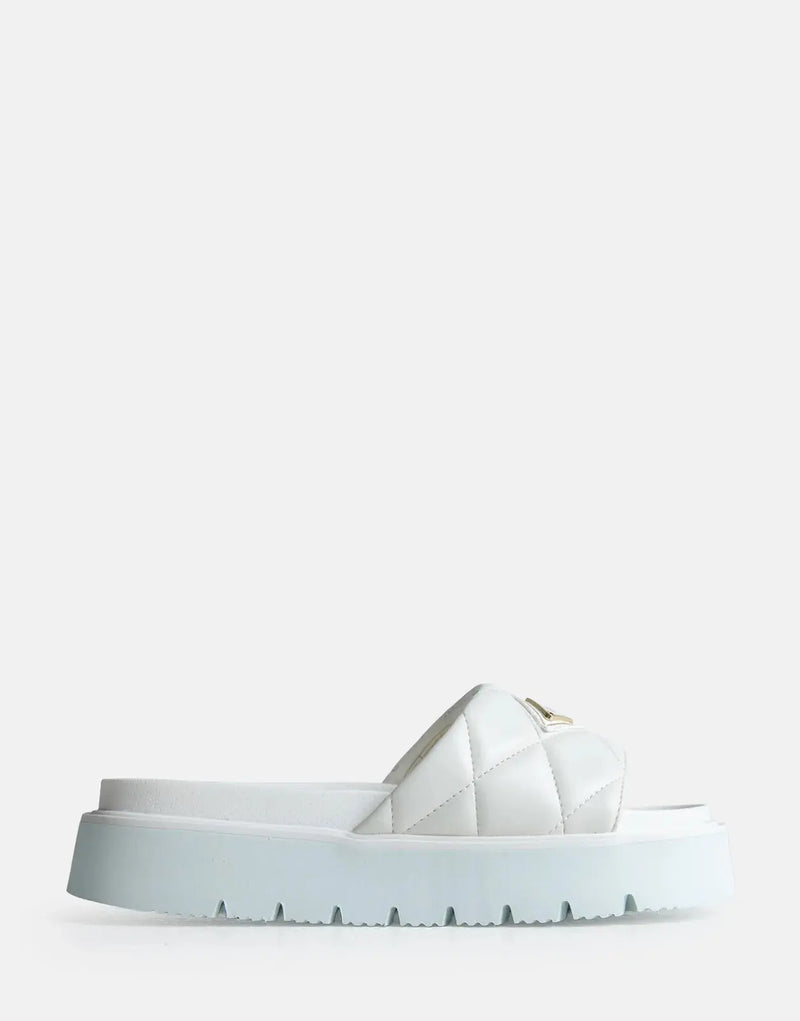 Stylish Replay Muddy Quilt White Slides - Women's Comfort Footwear