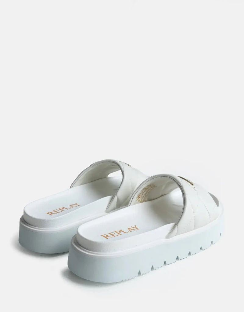 Stylish Replay Muddy Quilt White Slides - Women's Comfort Footwear