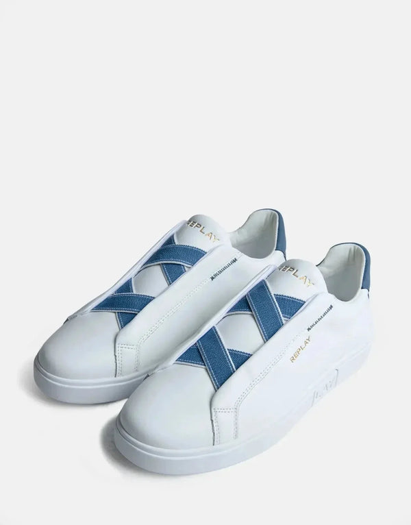 Replay Polys M Cross White Blue Sneakers: Stylish Men's Comfort Everyday Footwear