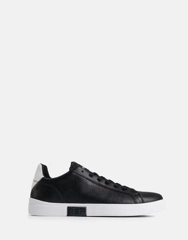 Replay Polys Studio Black/White Leather Sneakers for Men - Stylish Comfort