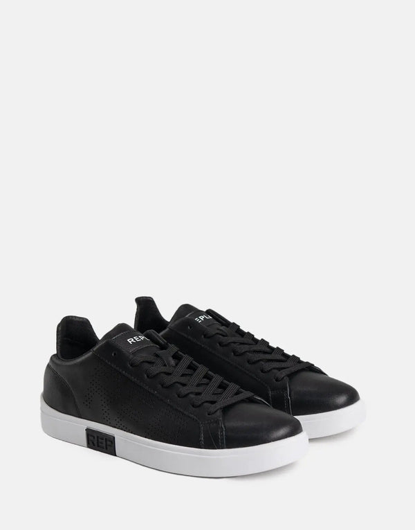 Replay Polys Studio Black/White Leather Sneakers for Men - Stylish Comfort