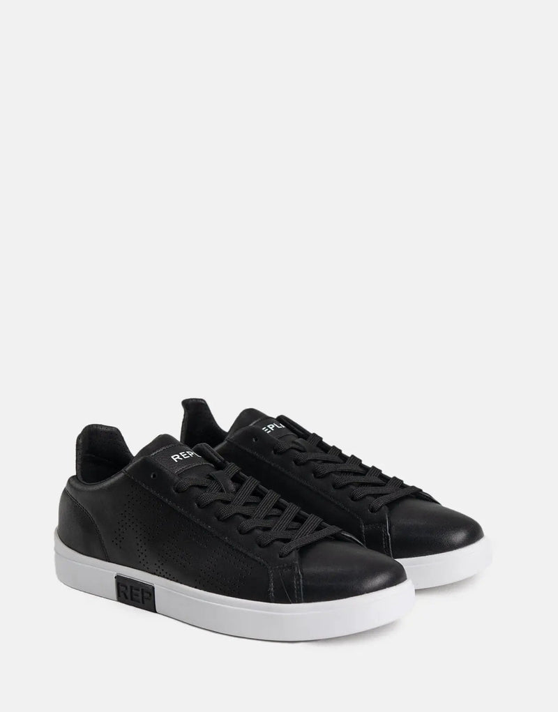 Replay Polys Studio Black/White Leather Sneakers for Men - Stylish Comfort