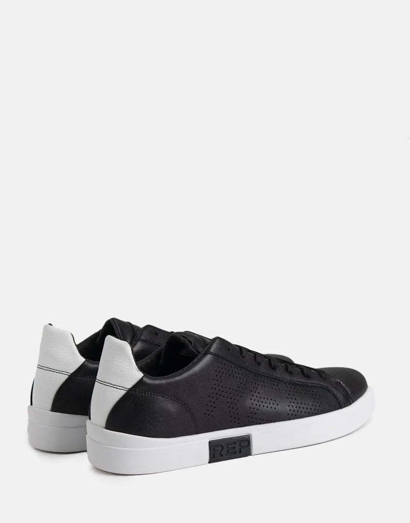 Replay Polys Studio Black/White Leather Sneakers for Men - Stylish Comfort