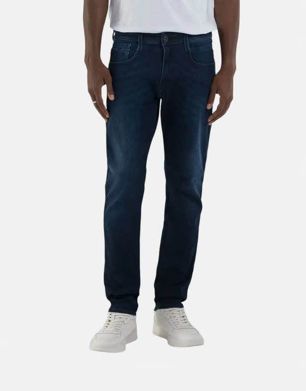 Replay Powerstretch Dark Blue Slim Jeans for Men - Flexible Tapered Fit