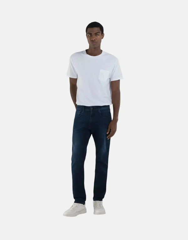Replay Powerstretch Dark Blue Slim Jeans for Men - Flexible Tapered Fit