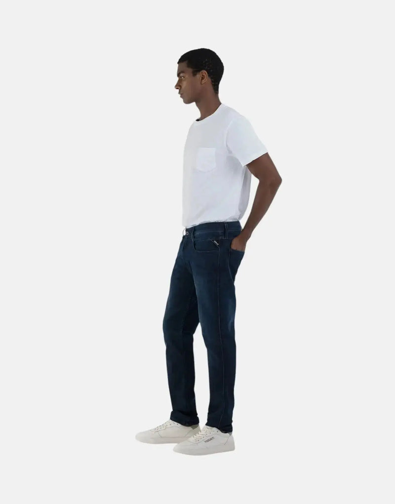 Replay Powerstretch Dark Blue Slim Jeans for Men - Flexible Tapered Fit