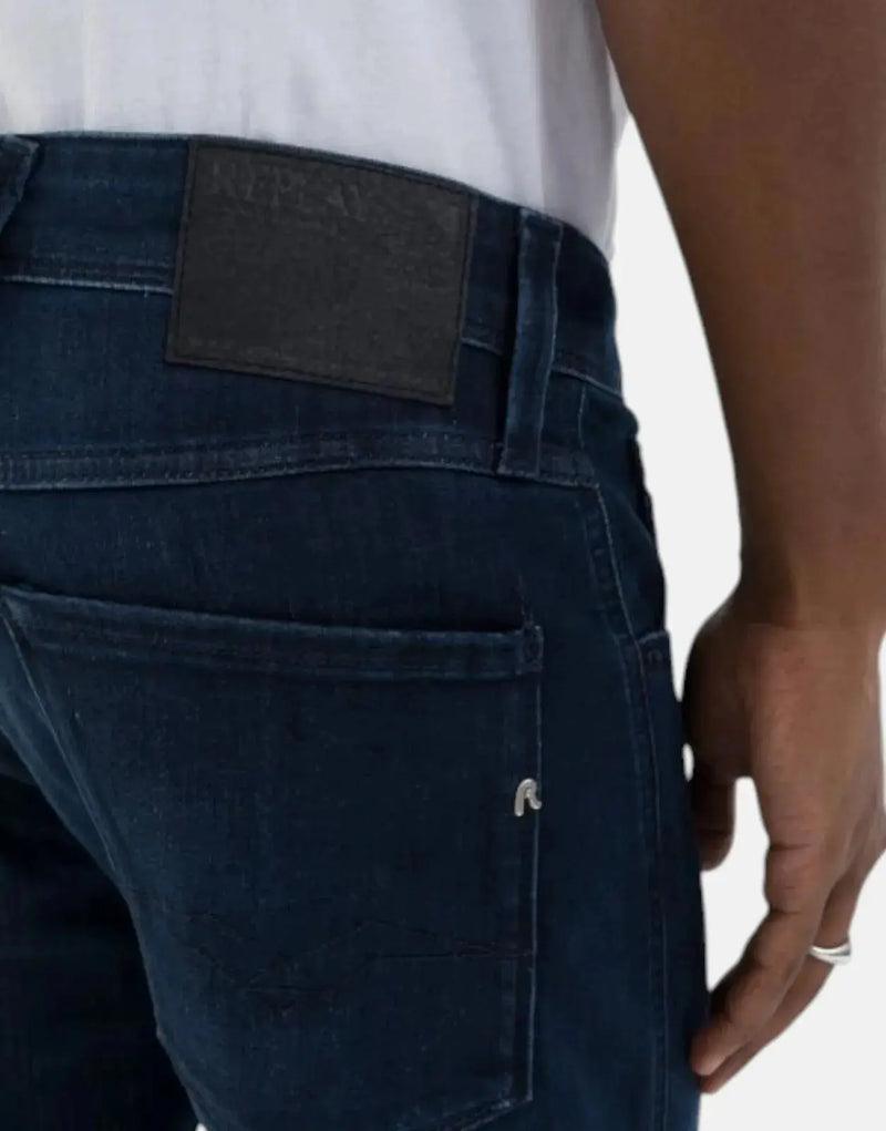 Replay Powerstretch Dark Blue Slim Jeans for Men - Flexible Tapered Fit