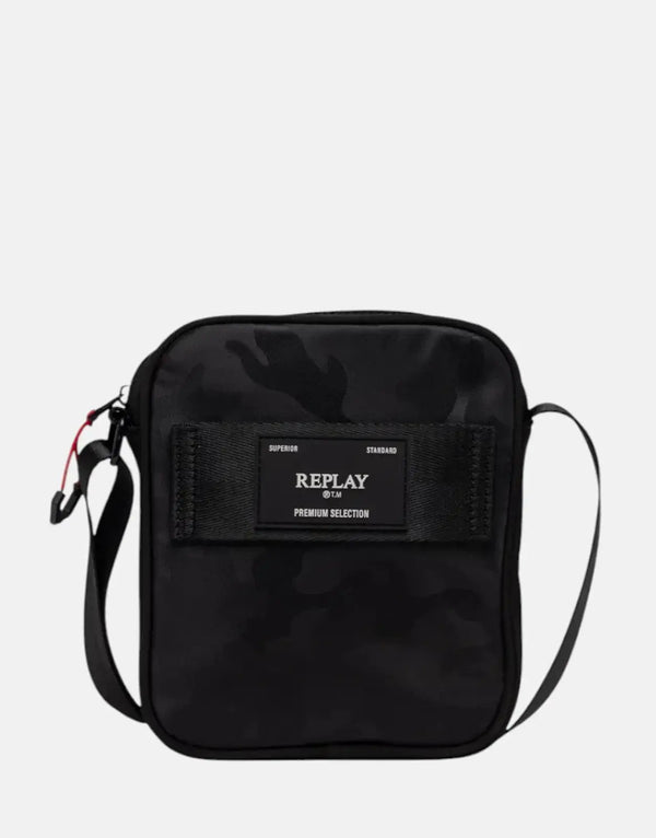 Replay Premium Black Camouflage Side Bag - Adjustable Strap, Durable Nylon