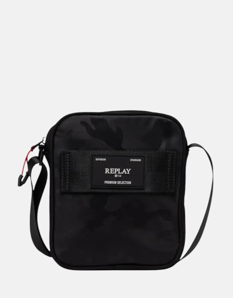 Replay Premium Black Camouflage Side Bag - Adjustable Strap, Durable Nylon