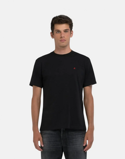 Replay Men's R Badge Black Cotton Jersey Crew Neck T-Shirt