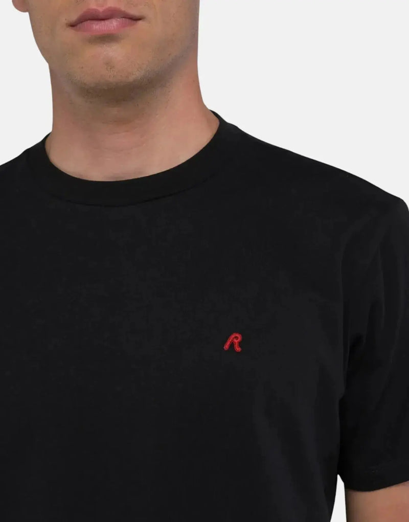 Replay Men's R Badge Black Cotton Jersey Crew Neck T-Shirt