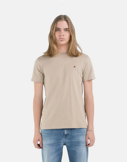 Replay Men's R Badge Stone T-Shirt: Pure Cotton, Crew Neck, Embroidered Logo