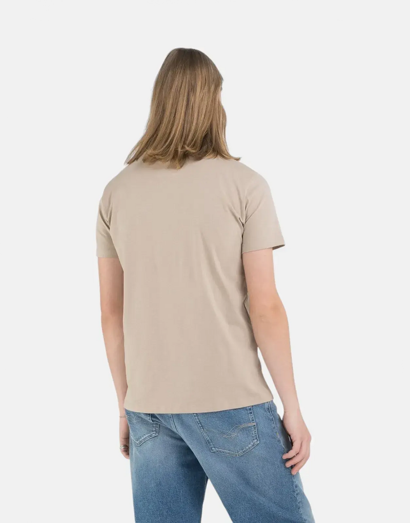 Replay Men's R Badge Stone T-Shirt: Pure Cotton, Crew Neck, Embroidered Logo