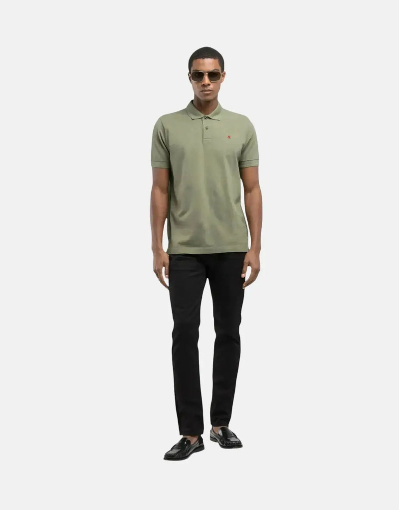 Replay Men's R-Logo Green Piqué Polo Shirt - Regular Fit, Cotton Comfort