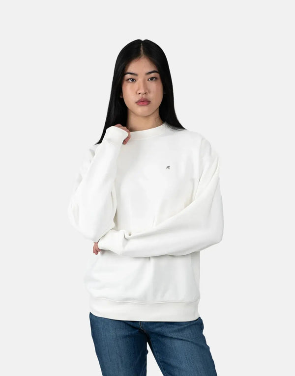Replay R-Logo White Sweatshirt: Plush Crewneck Comfort for Everyday Chic