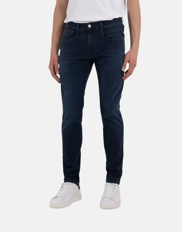 Replay Men's Recycled Hyperflex Blue Jeans Slim Tapered Fit Denim