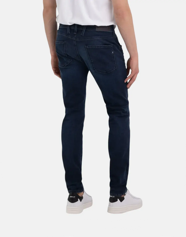 Replay Men's Recycled Hyperflex Blue Jeans Slim Tapered Fit Denim