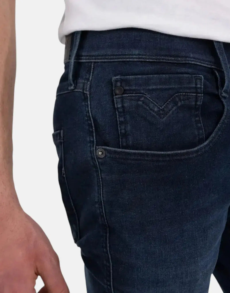 Replay Men's Recycled Hyperflex Blue Jeans Slim Tapered Fit Denim