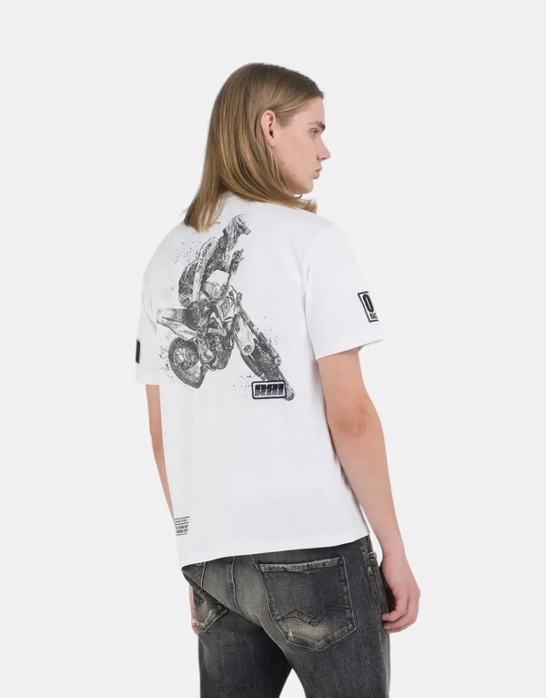 Replay Men's Ride Hard Badges T-Shirt: Pure Cotton, Graphic Print, Regular Fit