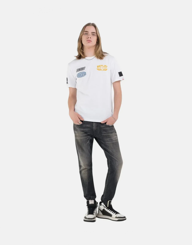 Replay Men's Ride Hard Badges T-Shirt: Pure Cotton, Graphic Print, Regular Fit