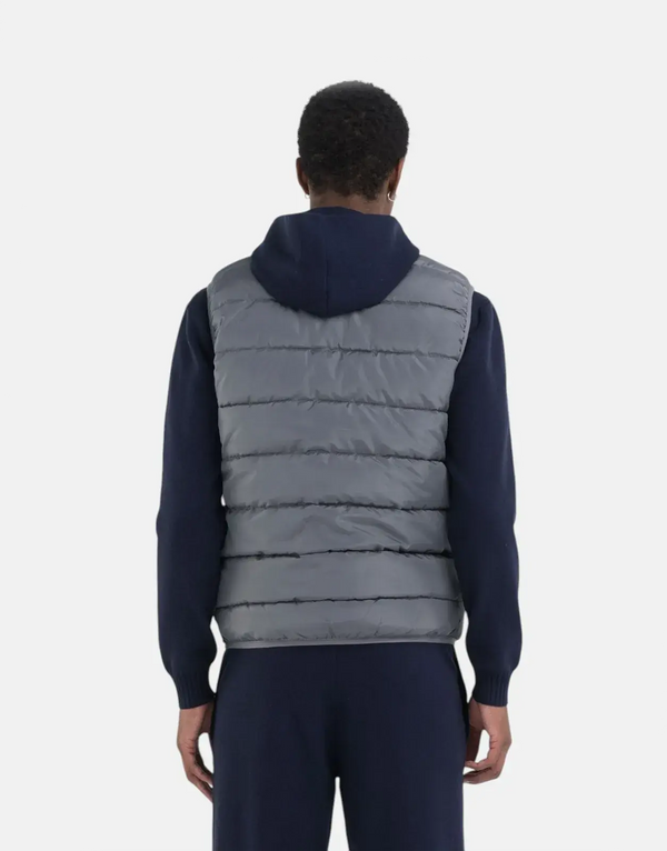 Men's Replay Grey Puffer Vest: Lightweight Durable Full-Zip Quilted Sleeveless Jacket