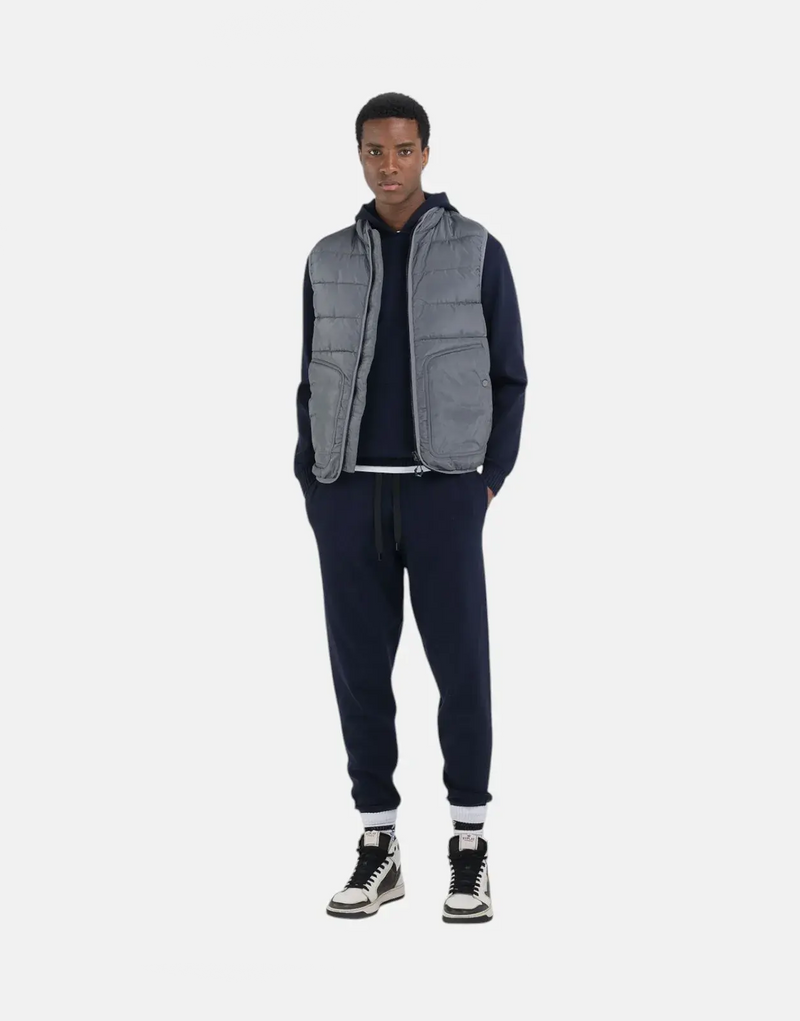 Men's Replay Grey Puffer Vest: Lightweight Durable Full-Zip Quilted Sleeveless Jacket