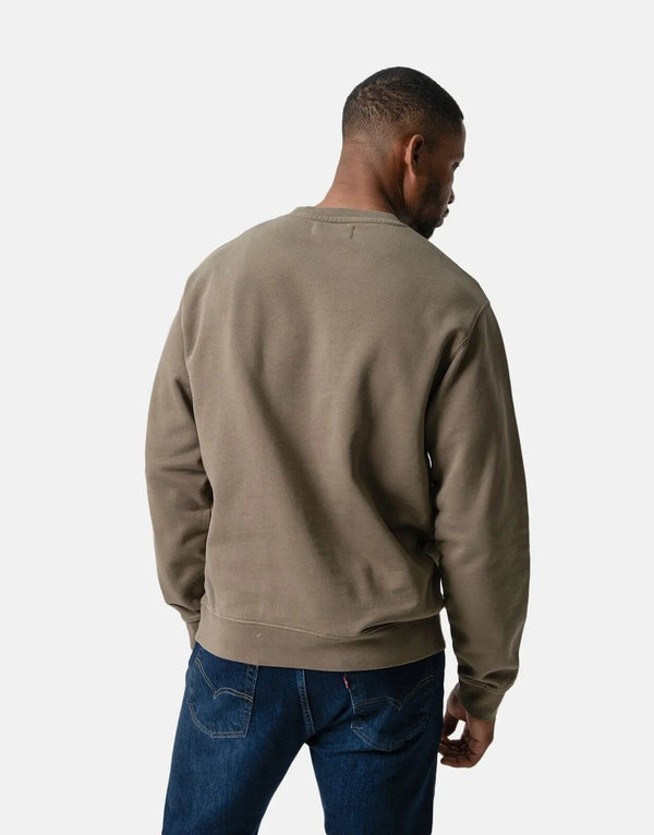 Replay Men's Stone Green Thick Logo Print Fleece Sweatshirt Comfort Fit