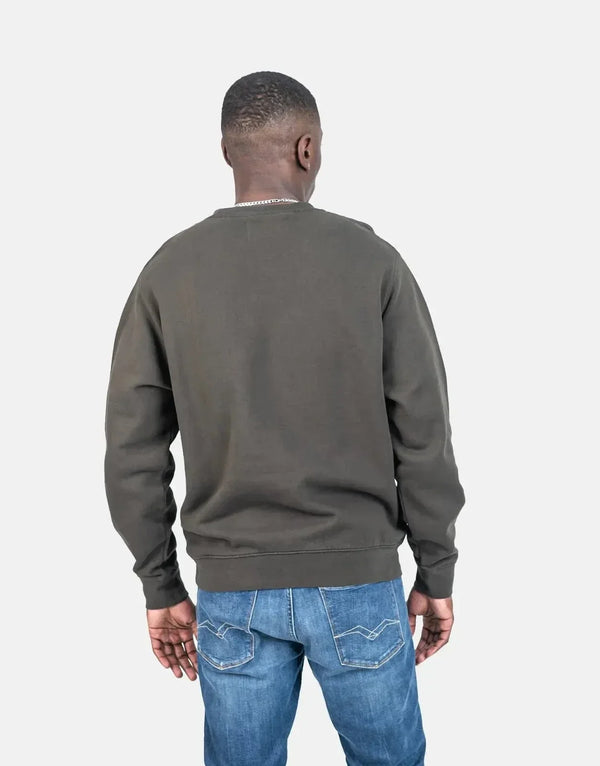Replay Men's Tonal Font Dark Grey Sweatshirt, Comfortable Stylish Casual Pullover