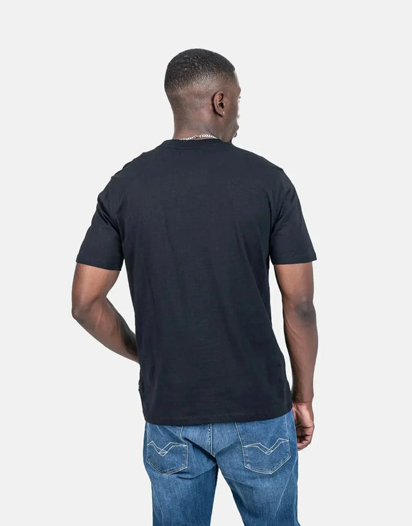 Replay Men's Tonal R Badge Black T-Shirt: Premium Cotton, Modern Fit, Edgy