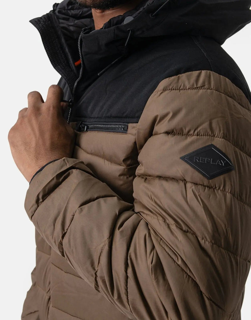 Replay Men's Two-Tone Mid-Weight Puffer Jacket, Stylish Warm Outerwear