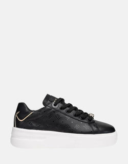 Replay University Joy 2 Black Leather Monogram Rhinestone Toggle Women's Sneakers