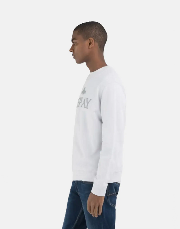 Comfortable Replay University Large Font Logo Artic Grey Organic Cotton Sweatshirt
