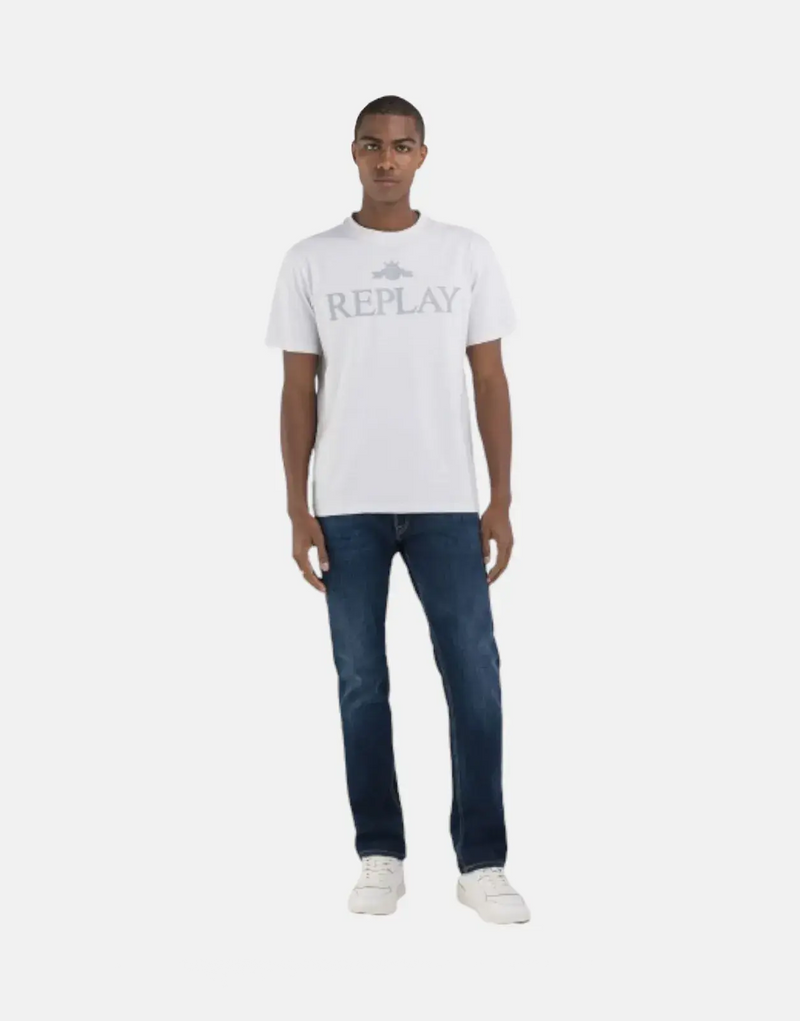 Comfortable Replay University Large Font Logo Artic Grey Organic Cotton Sweatshirt